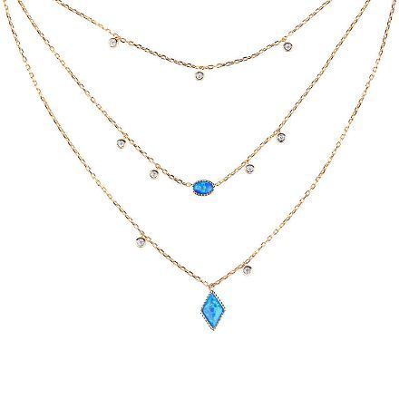 Bortwide Three Wishes Triple Layered Opal Necklace