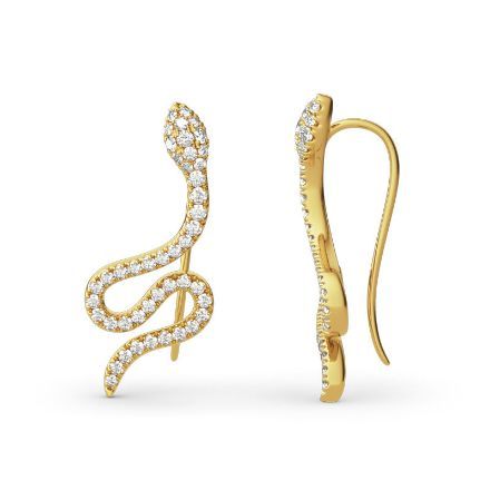 Bortwide Snake Design Sterling Silver Climber Earrings