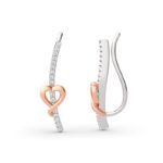 Bortwide Heart Sterling Silver Climber Earrings