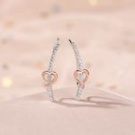 Bortwide Heart Sterling Silver Climber Earrings