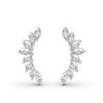 Bortwide Leaves Marquise Cut Sterling Silver Climber Earrings