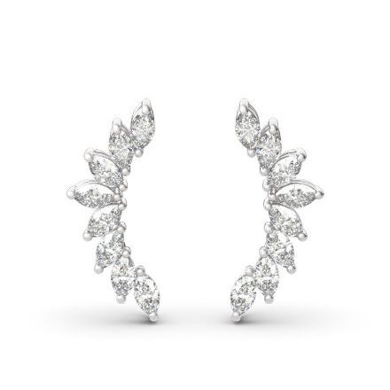 Bortwide Leaves Marquise Cut Sterling Silver Climber Earrings