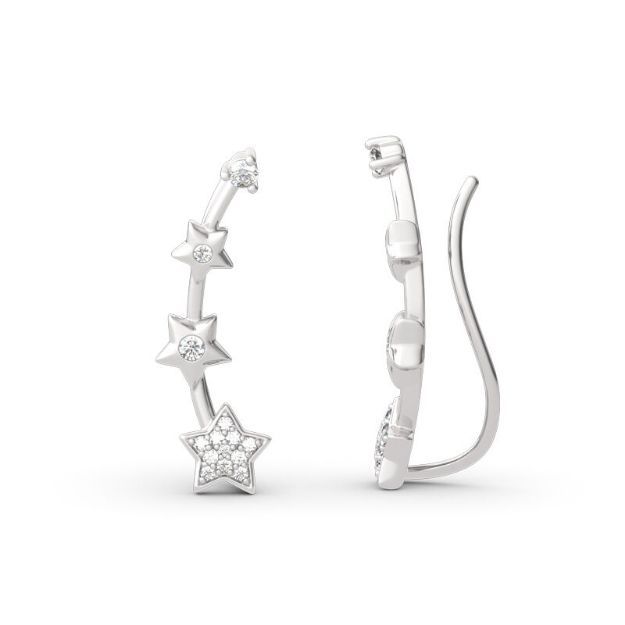 Bortwide Star Sterling Silver Climber Earrings