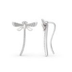 Bortwide "Life & Vitality" Dragonfly Sterling Silver Climber Earrings