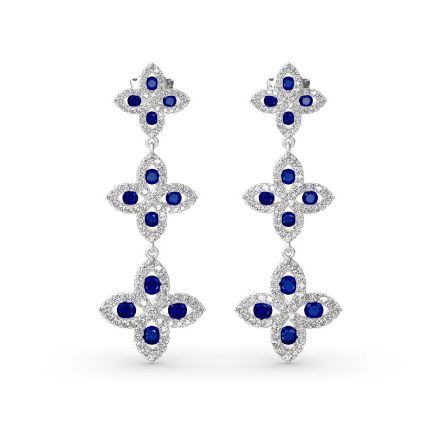 Bortwide Lucky Flower Sterling Silver Drop Earrings