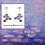 Bortwide Monet's Painting Inspired Sterling Silver Drop Earrings