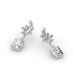 Bortwide Vintage Leaf Radiant Cut Sterling Silver Earrings