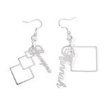 Bortwide Asymmetrical Personalized Sterling Silver Earrings