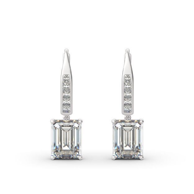 Bortwide Classic Emerald Cut Sterling Silver Drop Earrings