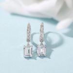 Bortwide Classic Emerald Cut Sterling Silver Drop Earrings