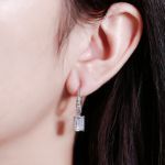 Bortwide Classic Emerald Cut Sterling Silver Drop Earrings