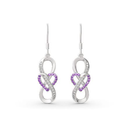 Bortwide Infinity and Heart Sterling Silver Drop Earrings