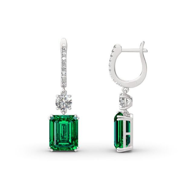 Bortwide Classic Emerald Cut Sterling Silver Earrings