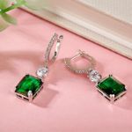 Bortwide Classic Emerald Cut Sterling Silver Earrings