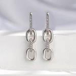 Bortwide Link Chain Sterling Silver Drop Earrings