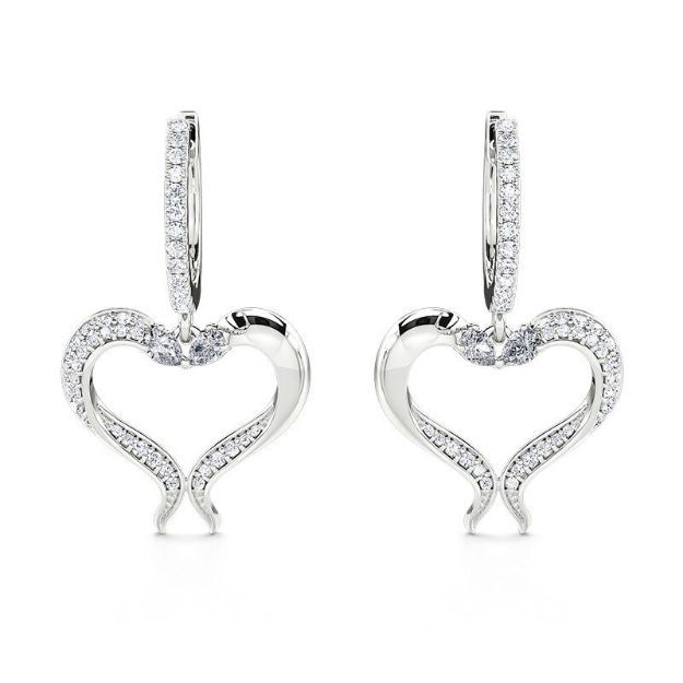 Bortwide "Fishes Dance" Heart-Shaped Sterling Silver Earrings