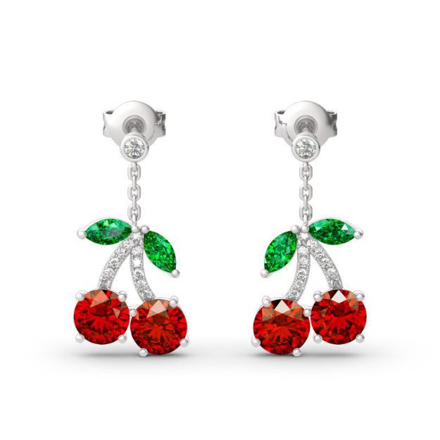 Bortwide "Summer Fruit" Cherry Design Sterling Silver Earrings