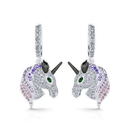 Bortwide "Dreams Come Ture" Unicorn Sterling Silver Earrings