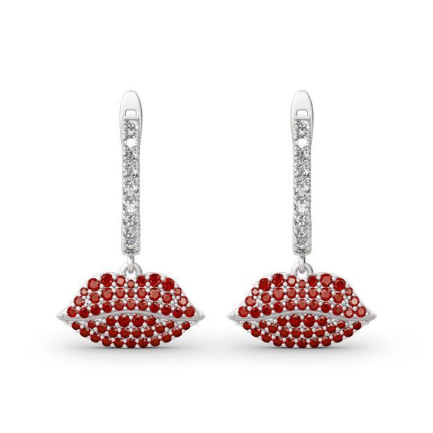 Bortwide "Enthusiasm" Red Lips Sterling Silver Earrings