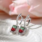 Bortwide "One of a Kind" Emerald Cut Sterling Silver Watermelon Earrings