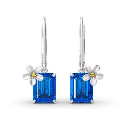 Bortwide "Fragrant Flower" Emerald Cut Sterling Silver Drop Earrings