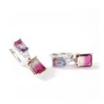 Bortwide Elegant Emerald Cut Watermelon Stone Sterling Silver Earrings