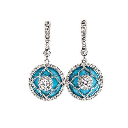 Bortwide "Lucky Choice" Flower Turquoise Sterling Silver Drop Earrings