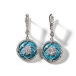 Bortwide "Lucky Choice" Flower Turquoise Sterling Silver Drop Earrings