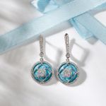 Bortwide "Lucky Choice" Flower Turquoise Sterling Silver Drop Earrings