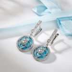 Bortwide "Lucky Choice" Flower Turquoise Sterling Silver Drop Earrings