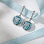 Bortwide "Lucky Choice" Flower Turquoise Sterling Silver Drop Earrings