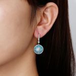 Bortwide "Lucky Choice" Flower Turquoise Sterling Silver Drop Earrings