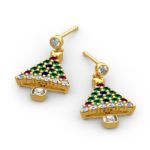 Bortwide "Christmas Tree" Round Cut Sterling Silver Earrings