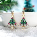 Bortwide "Christmas Tree" Round Cut Sterling Silver Earrings