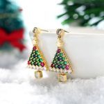 Bortwide "Christmas Tree" Round Cut Sterling Silver Earrings