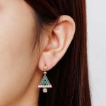 Bortwide "Christmas Tree" Round Cut Sterling Silver Earrings