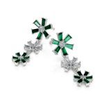 Bortwide Fancy Snowflake Emerald Cut Sterling Silver Drop Earrings