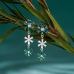 Bortwide Fancy Snowflake Emerald Cut Sterling Silver Drop Earrings