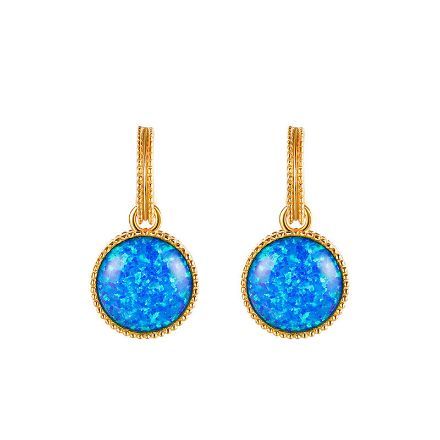 Bortwide "Dreamlike Feel" Blue Opal Sterling Silver Drop Earrings