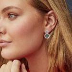 Bortwide Emerald Halo Radiant Cut Sterling Silver Earrings