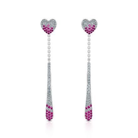 Bortwide "Charm Poker" Heart-Shaped Sterling Silver Drop Earrings