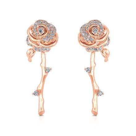 Bortwide "Flowering Rose" Rose Gold Tone Sterling Silver Earrings