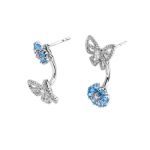 Bortwide Flower and Butterfly Sterling Silver Ear Jackets