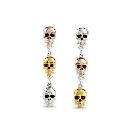 Bortwide "Tricolor Skull" Sterling Silver Earrings