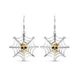 Bortwide "Spider Web" Skull Sterling Silver Earrings