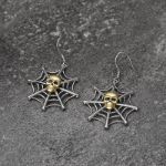 Bortwide "Spider Web" Skull Sterling Silver Earrings