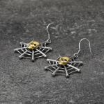 Bortwide "Spider Web" Skull Sterling Silver Earrings