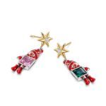 Bortwide "Dear Santa" Christmas Cute Cartoon Santa Claus Sterling Silver Earrings