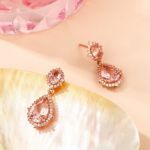 Bortwide Double Pear Cut Synthetic Morganite Sterling Silver Earrings