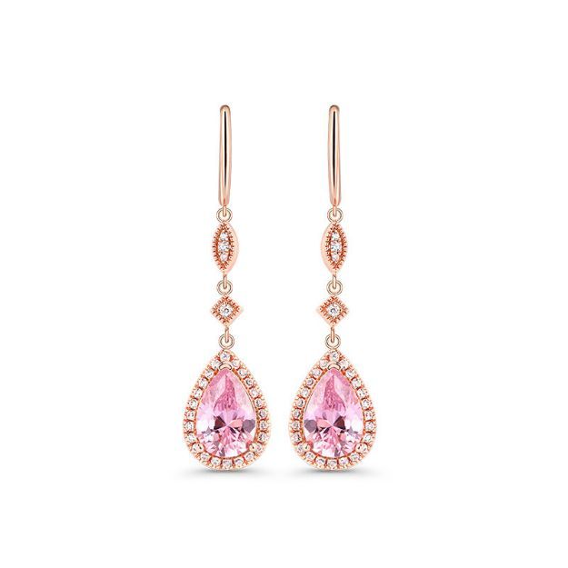 Bortwide Pear Cut Synthetic Morganite Sterling Silver Earrings